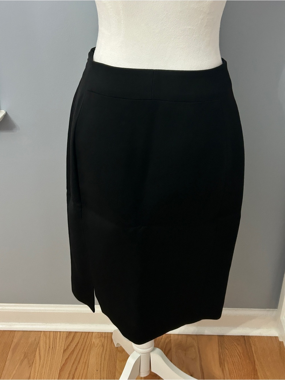 Ralph Rucci Black Silk Wool Blend Pencil Skirt Size 6 USA Lined Slit Designer